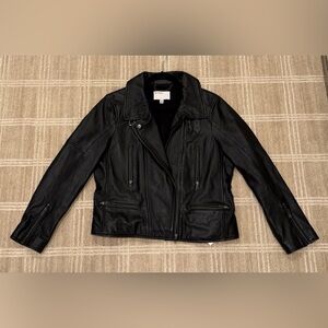 Muuba Black Leather biker Moto Jacket Size 12